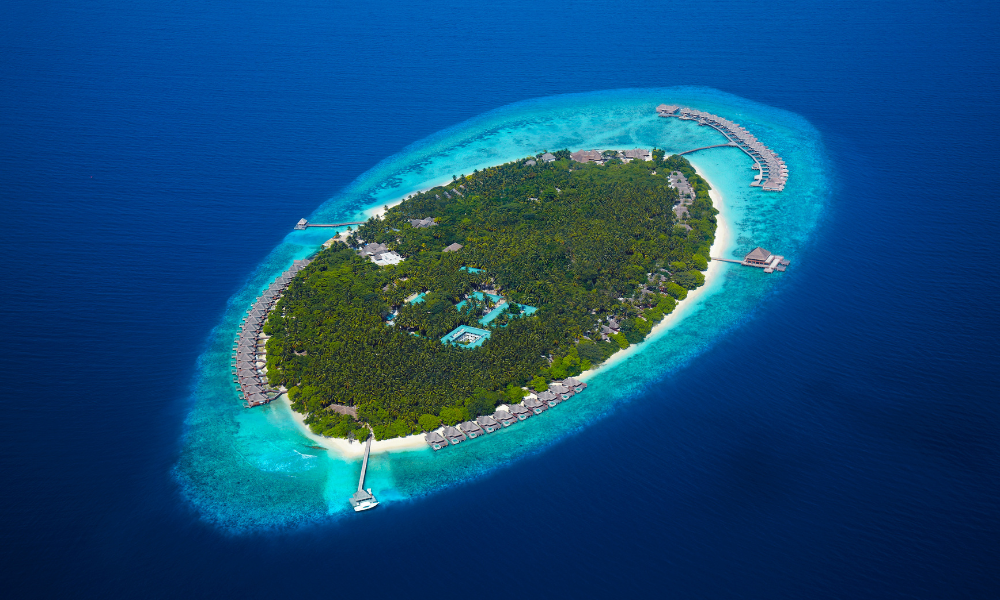 Island from above in the Maldives