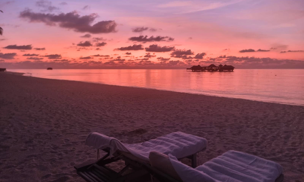 Soneva Secret Sunset at the beach